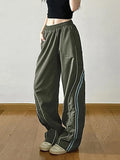 Vintage Striped Piping Baggy Sweatpants- Outfit
