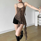 2025 Summer Women's New Leopard-Print Babes Irregular Tuxedo Design Feel-Tastic Sling