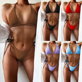 Zingj 2023 Outer Single Bikini Solid Color Bikini Ladies Split Dress Triangle Bikini