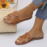 Light-And-Dip Flat-Bottomed Slippers Women Wear A Word Retro Beach Cool