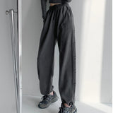 Leg Pants Women Baggiest Harajuku Femme Streetwear Joggers Heart-Stitch Aesthetic Drawstring Pantalones Loose Soft