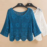 summer short hedging knitted hollow flower small outer super fairy all-match lace