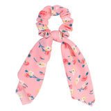 Bow Long Ribbon Hair Scrunchie Chiffon Floral Print Sweet Elastic Hair Band Ponytail Hair Scarf Hair Tie Hair