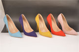 Onlymaker Women's Pumps Pointed Toe 10 12CM Pumps Slip-OnThin Heels Patent Leather Party Wedding Office Lady Big Size