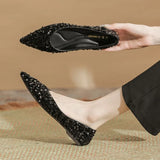 Black Pointed Single Shoes With Soft Bottom Flats And New Fashion Squints Korean Version Of Light Mouth Flat