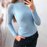New-coming Autumn Winter Tops Basic Turtleneck Pullovers Sweaters Primer Long Sleeve Short Korean Slim-fit tight