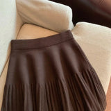 Knitted Pleated High-Waisted Mini Skirt- Outfit
