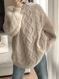 Oversized Cable Knit Sweater-Outfit
