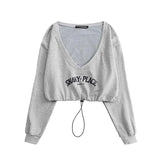 Retro Graffiti Print Letter T Shirt Women Long Sleeve Two Piece Tops Halter Tank+ Pullovers Grunge Aesthetic Tee
