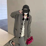 Autumn And Winter New Korean Version Broken Edge Design Sense Sweater Jacket Women's Casual Loose V-Neck Knitted Cardigan