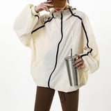 Zingj Feeling Spell Color Line Function Wind Outdoor Hooded Coat Female Summer New Street Versatile Sunscreen