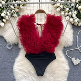 Zingj Three-Dimensional Flower Splicing Jumpsuit Female Stage Performance Dancing Clothes Pure Desire Hot Girl Bottom