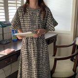 Vintage Ruffle Sleeve Long Maxi Dress Women Loose Black Blue Korean Dress Summer 2021 Fashion