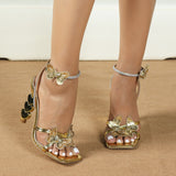 Ms. New Butterfly Decorative Water Drill Cross After The Belt Side Toe Coarse