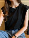 Summer New Sleeveless Vests 2022 Women Solid Color O-Neck Simple Tops All-match Daily Quality's