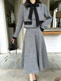 Chic Temperament Skirt 2pc Set Spring Autumn Women Long Sleeve Tops + Long Skirt Suit Korean Two Piece Sets Womens