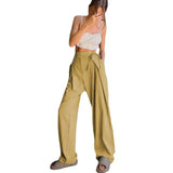 Loose Draggle-tail Trousers Straight High Waist