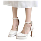 Autumn New High Heels Waterproof Table Hollow Coarse Heel Sandals Show The