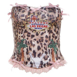 Zingj Zingj Summer New Women's Wear Fresh And Sweet Bow Leopard Grain Dew Back Slim Small Vest 211-0-Outfit