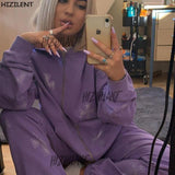 rhinestone graphics Oversized Hoodies Female Zip Up Long Sleeve Women's Sweatshirt Y2K Aesthetic Winter Grunge