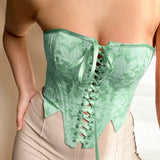 Floral Embroidery Tube Corset Crop Top Y2k Sexy Strapless Sleeveless Spring Summer 2022 Bandage Pink Tank Tops