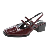 Jane Sandals Summer 2025 New Vintage Square Heels With Empty Single