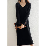 And Winter Coat V-Neck Wool Knitted Dress Women Winter Loose High-End High-End