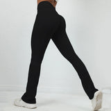 Scrunch Sporty Flare Legging Raises Butt Women Gym Clothing Female Fitness Tights Push Up High Waist Sport Pants Black
