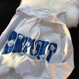 embroidery bear letter design sense niche hoodie womens 2022 spring and autumn loose thin section y2k tops hoodie