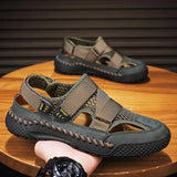 Zingj Men's Sandals Summer 2024 New Hollowed-Out Breathable Men's Hole Shoes Non-Slip Handmade Large-Size Outdoor