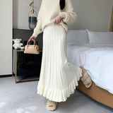 Zingj Patting Mink Hair Half Skirt Female Autumn Winter Korean High Waist Hips Cover Knitted Skirt Wooden Ear Pleated A
