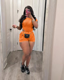Zingj New Women's Casual Wash Jumpsuit Shorts