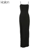 Sexy High Split Slash Neck Spaghetti Strap Dress Hip Package Floor Length Bodycon Senior Dress 2021 Women Party