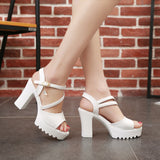 Zingj Female Summer Thick With Thick Bottom Water Platform 2023 New Korean Version Of The Fish Mouth A Word With High Heels Chaobai Build Women's Shoes- Outfit