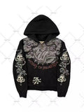 Skull Hoodie Y2k Vintage Gothic Autumn And Winter Hip Hop Long-Sleeved Coat Loose Hooded