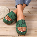 Zingj Bottom Slippers Women Wear The New 2024 Washed Letter Embroidery One Word Pine Platform Heighten Cool