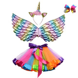 Girl Unicorn Skirt Colorful Fluffy TUTU Skirt Free Headwear Cute Rainbow Skirts Baby Pettiskirt Underskirt