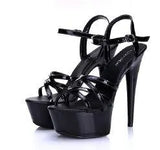 Hot! Women Summer Sandals Patent Leather Platform Sandals High-heeled Shoes 15cm Fashion Shows Thin Heels Plus-size pumps