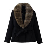 Women's Clothing 2025 Autumn And Winter 2025 New Collar Imitation Artificial Hair Tie Belt Repair Coat Coat Long