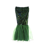Women Girl Mermaid Halloween Cosplay Costume Fancy Party Tail Maxi Skirt Sparkle Sequins Long Dress Tail