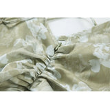 Green Straps Dress Vintage Broken Flowers Folds Sleeveless High Waist French Sexy Fashion Baggy Long Skirt Ladies