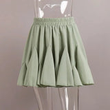 Ruffles Solid Elastic Waist Mini Skirt- Outfit