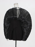 Fashion Temperament Dress Women 2025 Spring New Trend Wind-Collar Mesh Splicing Design