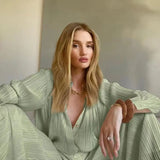 Autumn Two Piece Wide Leg Pant Suits 2022 Women Tracksuit Sets Casual Single Breasted Female Turn Down Collar Shirts