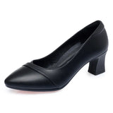 Sole Comfortable Flight Attendant Working Shoes Women's Black Professional Heel Mom Shoes Single-Mouthed Shoes Round Scalp
