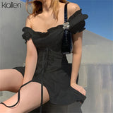 Fashion Elegant Bow White Female Mini Dress Summer Party Birthday Festival Cute Sexy French Romantic Silk Dress