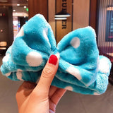 Face Hair Holder Hairbands Soft Warm Coral Fleece Bow Animal Ears Headband For Women Girls Turban Fashion Hair