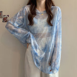 Zingj Shot Tie-Dye Gauze Sunscreen Jacket Women's Summer New Style Loose Ice Silk Thin Perspective Long-Sleeved T-Shirt