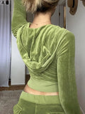 Velvet Zip Up Hoodie- Outfit