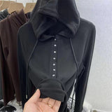 Zingj Age Reduction Double-Sided Hoodie Long Sleeve T-Shirt Buttons, Thick And Warm